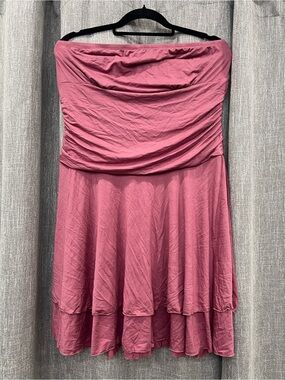 Women’s Strapless Tiered Dress in Rose Pink